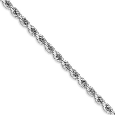 Black Bow Jewelry 4mm 14k White Gold Solid Diamond Cut Rope Chain Necklace