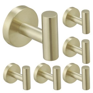 BWE 6-Pieces Round Shape J-Hook Robe/Towel Hook Wall Mount Bathroom Storage Modern - 1 of 4