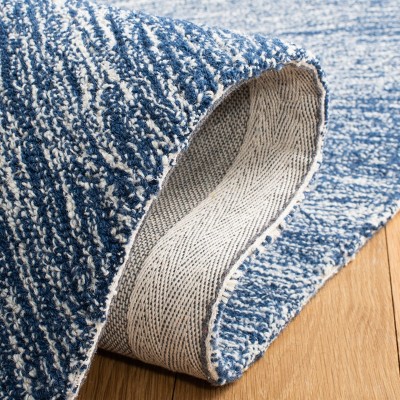 Blue and White Handmade Wool Tufted Area Rug 4' x 6'
