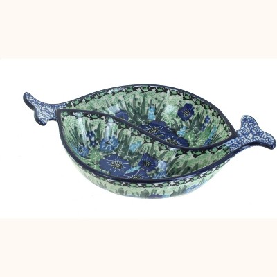 Blue Rose Polish Pottery Sapphire Fields Ying-Yang Fish Dish