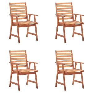 vidaXL Patio Dining Chairs 4 pcs with Cushions Solid Wood Acacia - 22"x24.4"x36.2" - Outdoor/Garden/Patio/Terrace/Deck Seating - 1 of 4