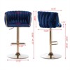 RISOKEYS Set of 2 Bar Stools - Chrome Base with Swivel Height Adjustment, Velvet Navy Finish, Golden Leg, Simple Design for Bar Seating - 3 of 4