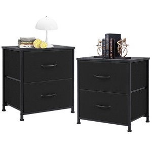 DOMETOUR Fabric Dresser with 2 Drawers, Nightstands with Adjustable Feet, End Table for Bedroom, Set of 2 - 1 of 4