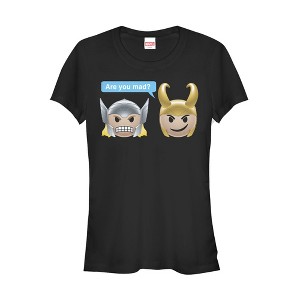 Juniors Womens Marvel Thor Loki Mad Emoji T-Shirt - 1 of 3