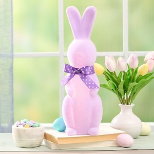 The Lakeside Collection Easter Bunny Lighted Flocked Tabletop Decor In Lavender Pink Or Green - 1 of 3