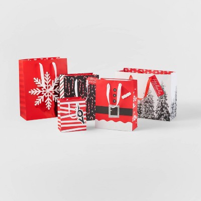 5ct Fancy Santa Suit Gift Bags - Wondershop™