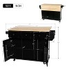Pexfix Kitchen Island With Storage Cabinet & 3 Drawers Kitchen Cart With Rubber Wood Drop-Leaf Countertop Cabinet Storage Racks For Dinning Room Black - 4 of 4
