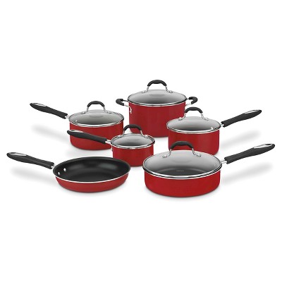 Cuisinart Non Stick 11 Piece Cookware Set Red - Office Depot