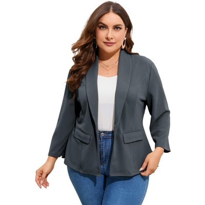 Whizmax Women's Plus Size Casual Blazers Open Front Work Office Jackets Blazer with Pockets