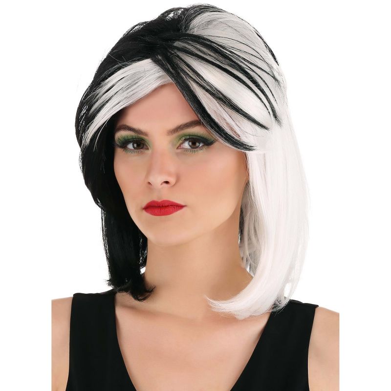 HalloweenCostumes.com  Women 101 Dalmatians Fashion Cruella De Vil Wig for Women, Black/White, 1 of 6