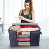 Racxily 2 Pcs Clothes Storage Bag, 90 L Large Capacity Foldable Closet Organizer w/ Thick Fabric Clear Window Dual-Zipper - 4 of 4