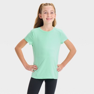 Girls' Short Sleeve Fashion T-Shirt - All in Motion Mint Green M