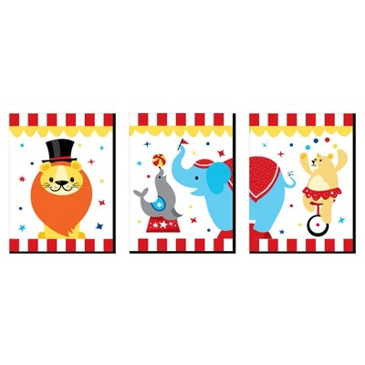 Big Dot of Happiness Carnival - Step Right Up Circus - Carnival Themed Nursery Wall Art and Kids Room Decor - 7.5 x 10 inches - Set of 3 Prints
