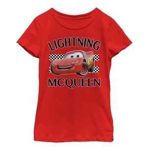 Girl's Cars Lightning McQueen Portrait T-Shirt - 1 of 4