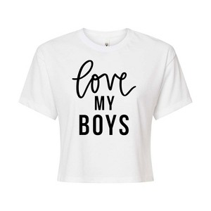 Women's - Instant Message - Love My Boys Cropped Graphic T-Shirt - 1 of 4