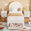Twin Upholstered Bed Frame - w/ Storage Drawer and Rainbow Headboard, Berber Fleece Princess Platform Bed for Kids - 3 of 4