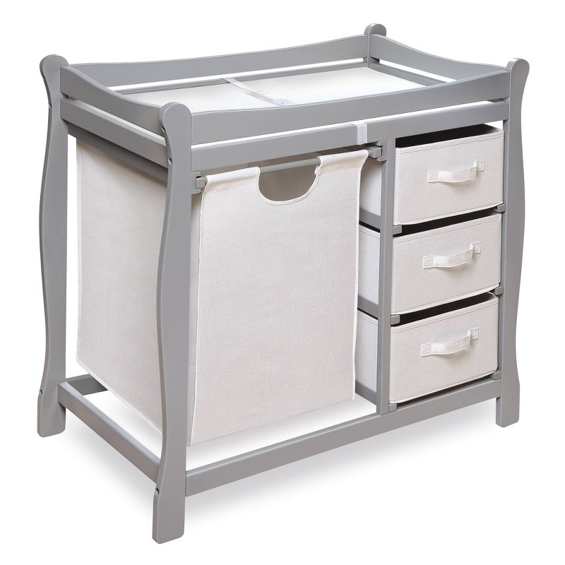 Badger Basket Sleigh Style Changing Table with Hamper and Baskets, 1 of 5