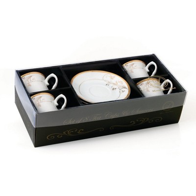 Gold Floral Design Porcelain Tea-Coffee Set for Four