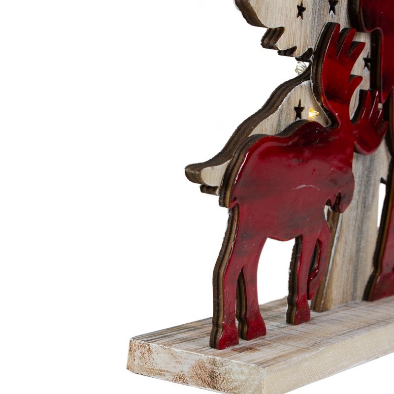 Northlight 13.5" Lighted Red Moose and Christmas Tree Wooden LED Battery Operated Decoration, 4 of 5
