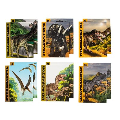 12-Pack Pocket File Folders for Letter Size Paper, 6 Dinosaur Designs for Kids Boys, 12" x 9.2"