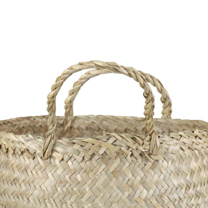 Northlight 15.5" Beige and Yellow Large Belly Basket with Handles, 4 of 5