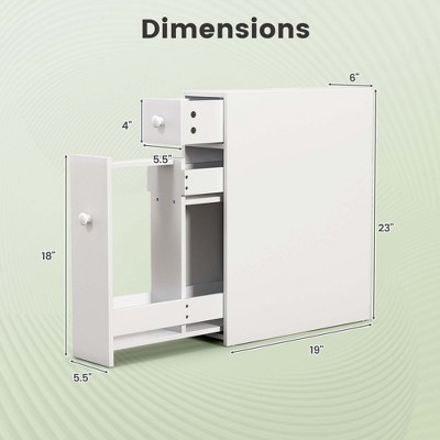 White MDF Freestanding Bathroom Cabinet with Flip Top and Pull-Out Shelves