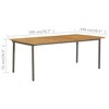 vidaXL Patio Table, 78.7"x39.4"x28.3" Solid Acacia Wood and Steel - image 4 of 4