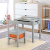 Costway Kids Table and Chair Set Wood Activity Study Desk w/ Storage Drawer Hook - 2 of 4