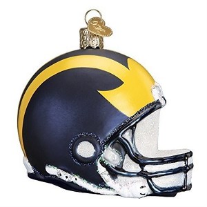 Old World Christmas Blown Glass Ornament for Christmas Tree, Michigan Football Helmet - 1 of 3