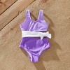 PATPAT Family Matching Color-block Swim Trunks Shorts One-shoulder Side Knot One-Piece Swimsuit (Quick-Dry) - 2 of 4