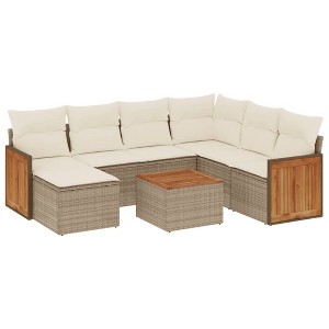 vidaXL 8 Piece Patio Sofa Set with Cushions - Beige and Cream With Table - 1 of 4