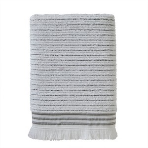 Subtle Striped Bath Towel Gray - SKL Home: 100% Cotton, Midweight Jacquard, Reversible, Machine Washable - 1 of 4