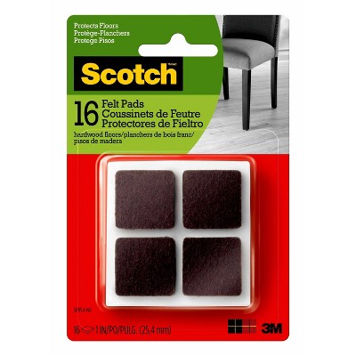 Scotch 16pc 1" Square Felt Pads Brown