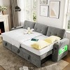 COZONY 84" Sleeper Sofa with Storage, Convertible Velvet Sectional Couch Bed with LED Lights, Reversible Chaise & Pull-Out Bed for Living Room - 3 of 4