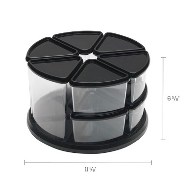 Black and Clear Rotating Desk Organizer with Lidded Bins