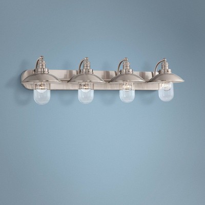 Sleek Brushed Nickel 4-Light Vanity with Clear Glass Shades