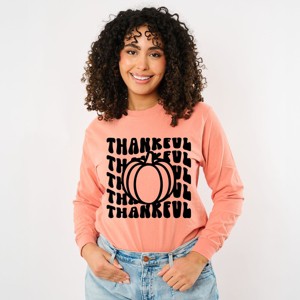 Simply Sage Market Stacked Thankful Pumpkin Garment Dyed Long Sleeve - 1 of 4