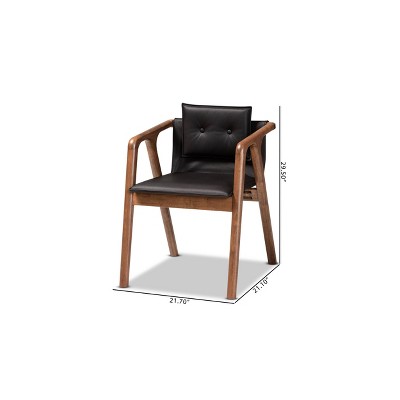 Elegant Mid-Century Modern Walnut Brown Wood & Cane Arm Chair