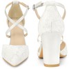 Perphy Women's Pointed Toe Criss Cross Straps Chunky Heel Lace Pumps - 2 of 3