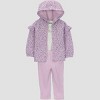 Carter's Just One You® Baby Girls' 3pc Cheetah Hooded Zip-Up Sweatshirt with Bodysuit and Leggings Set - Purple - 2 of 4