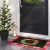 1'6"x2'6" Christmas 'Merry' Wreath Flocked Coir Doormat Red/Green - Wondershop™: Outdoor Botanical Rectangle Rug - 2 of 4