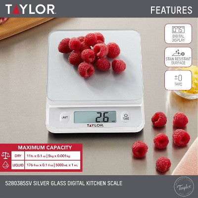 Taylor Digital Kitchen Glass Top 11lb Food Scale Silver_8