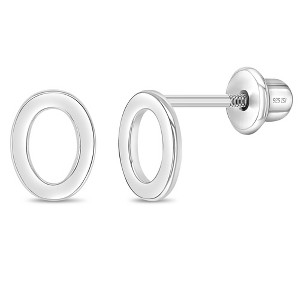 Girls' Polished Initial Letter Initial Screw Back Sterling Silver Earrings - In Season Jewelry - 1 of 4