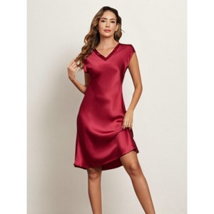 SilkSilky Women's 100% Mulberry Silk Cap Sleeve Nightgown - 1 of 4
