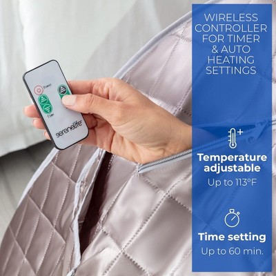 SereneLife Black and Blue Portable Steam Sauna with Folding Chair