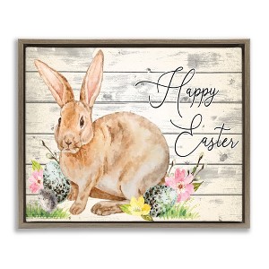 Stupell Industries Spring Floral Happy Easter Bunny, 31" x 25" - 1 of 4