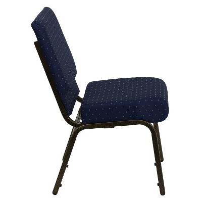 Navy Blue Fabric and Gold Steel Stacking Chair