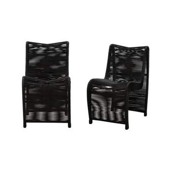 Set of 2 Lorenzo Rope Dining Chairs Black - Boraam