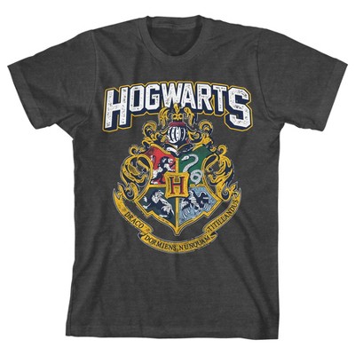Harry Potter Hogwarts Crest Boy's Charcoal Heather T-shirt