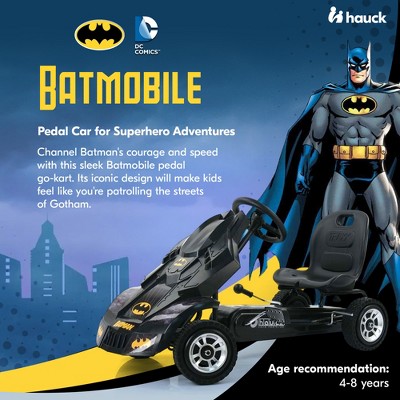 Black Batman Superhero Pedal Go-Kart with Rubber Wheels